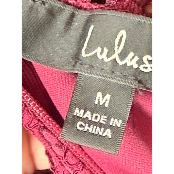 Lulus Dress Size M Remarkable‎ Fuchsia Lace Short Sleeve Mock Neck Midi 🩷🩷 - Picture 12 of 14